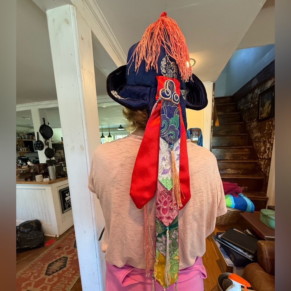 Mongolian Embroidered Hat with Tassels - Picture 4 of 6